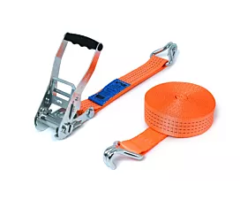 Top 10 - Tie-Down Straps - In Stock 4T - 9m - 50mm - 2-part - Double J-hook - Orange