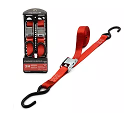 All Tie-Down Straps 25mm 500kg - 3m - 25mm - Cam buckle and S-hooks - Red - 2pcs