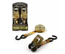 Raptor Tie-Downs - Standard 800kg - 4m - 25mm – 2-part - Ratchet and S-hook - Camouflage - 2pcs