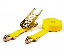 All Custom Tie-Down Straps  10T - 75mm - 2-part - Double J-hook - Yellow - Custom label