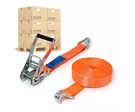 Pallet Tie-Down Straps 50mm 5T Pallet - 9m - 50mm – 2-part – double J-hook - Orange - 256pcs